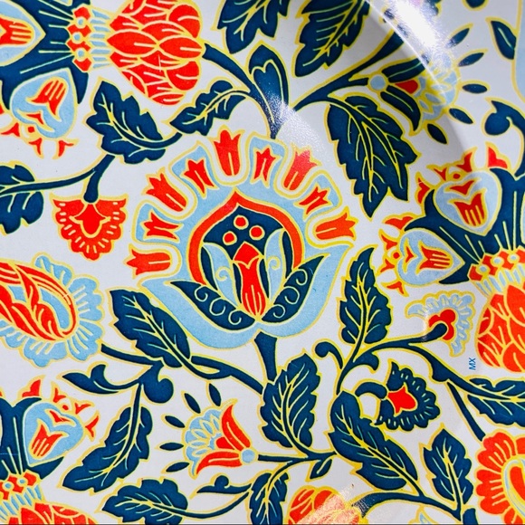 Vintage MCM Nevco 2 Metal trays tin Floral made South Africa red blue #1587 - Picture 9 of 11